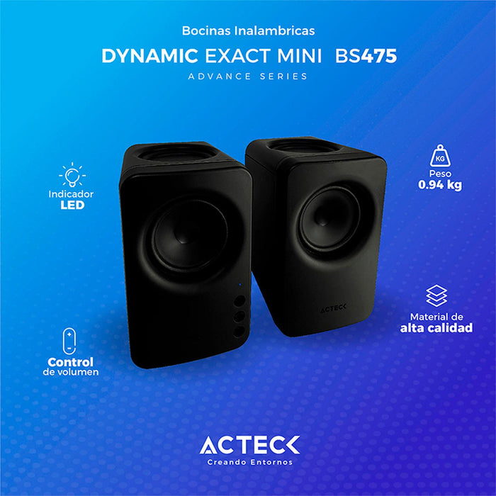 Bocinas ACTECK DYNAMIC EXACT Mini BS475 Inalámbrica 10W Negro AC-936361