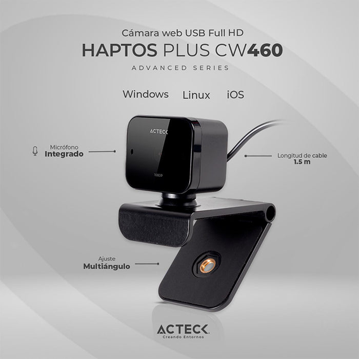 Camara Web ACTECK HAPTOS CW460 Full HD 1080p 30fps Microfono Negro AC-935203