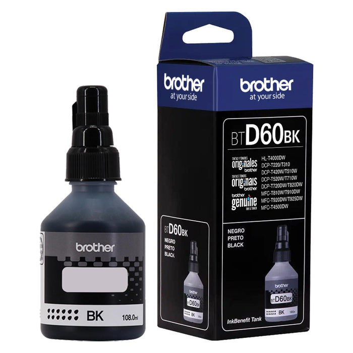 Kit 2 Botellas Tinta BROTHER BTD60BK Negro T220 T520 T720 T920 T4500