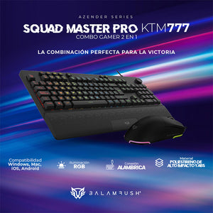 Kit Teclado y Mouse Gamer BALAM RUSH SQUAD MASTER PRO KTM777 Alambrico USB RGB Negro BR-936903
