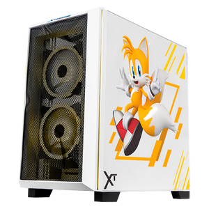 Gabinete Gamer XTREME PC GAMING Tails Edition Micro Torre Micro ATX 3 Fan Cristal Templado ARGB Blanco