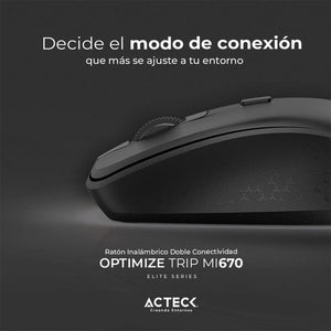 Mouse ACTECK OPTIMIZE TRIP MI670 1600dpi 4 botones Inalambrico USB 2.4 Ghz Negro AC-934121