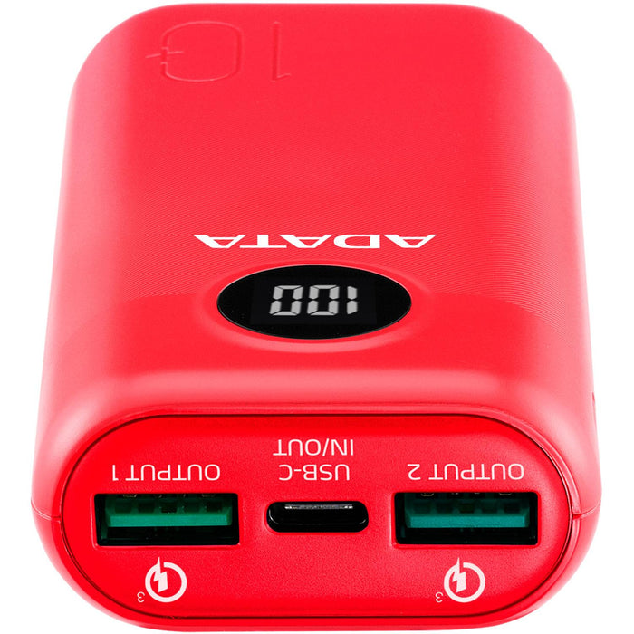 Power Bank 20000MAH ADATA P20000QCD Bateria Portatil Tipo C Rojo AP20000QCD-DGT-CRD