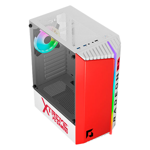 Gabinete Gamer XTREME PC GAMING AMD Red Team Edition Media Torre ATX 1 Fan Cristal Templado RGB Rojo