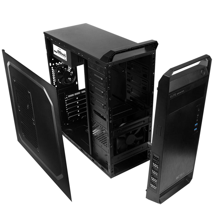 Gabinete ACTECK ROMA GM670 ATX Media Torre Fuente 500W Metal Negro AC-932592