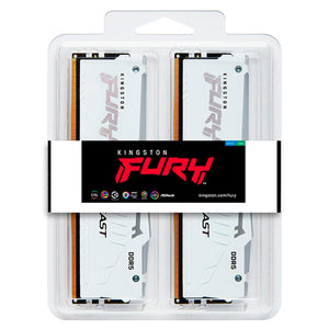 Memoria RAM DDR5 64GB 5200MT/s KINGSTON FURY BEAST RGB 2x32GB Blanco KF552C36BWEAK2-64