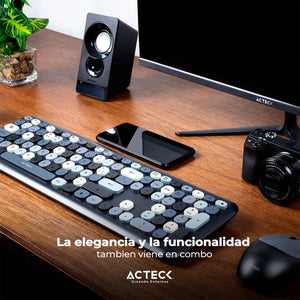 Kit Teclado y Mouse ACTECK CREATOR CHIC COLORS MK475 Inalambrico USB 2.4Ghz Delgado Gris AC-935166