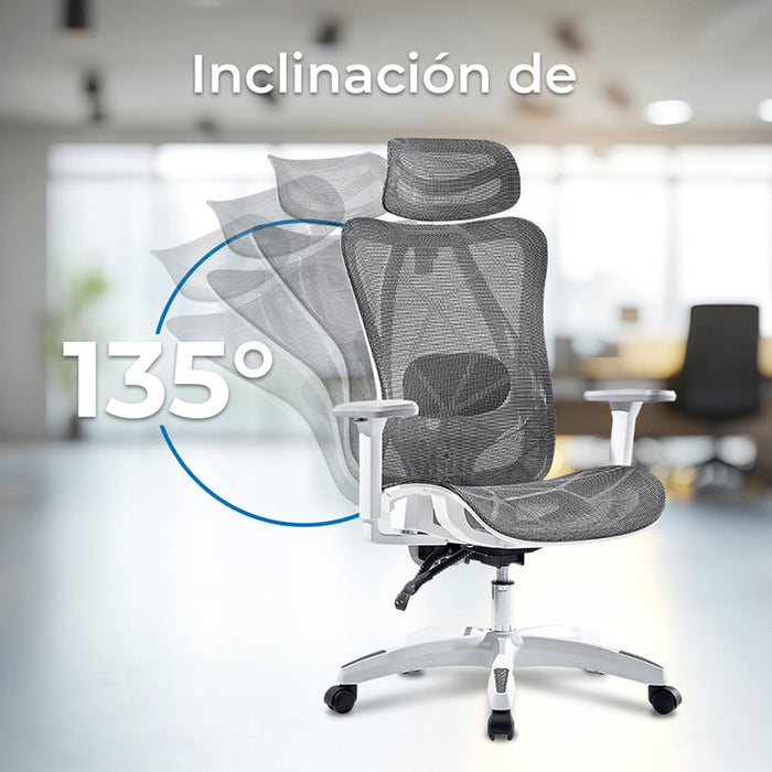 Silla Ejecutiva ACTECK FLOE PLUS EC727 Ergonomica Reclinable 135° 120kg Reposabrazos 3D Blanco AC-940290