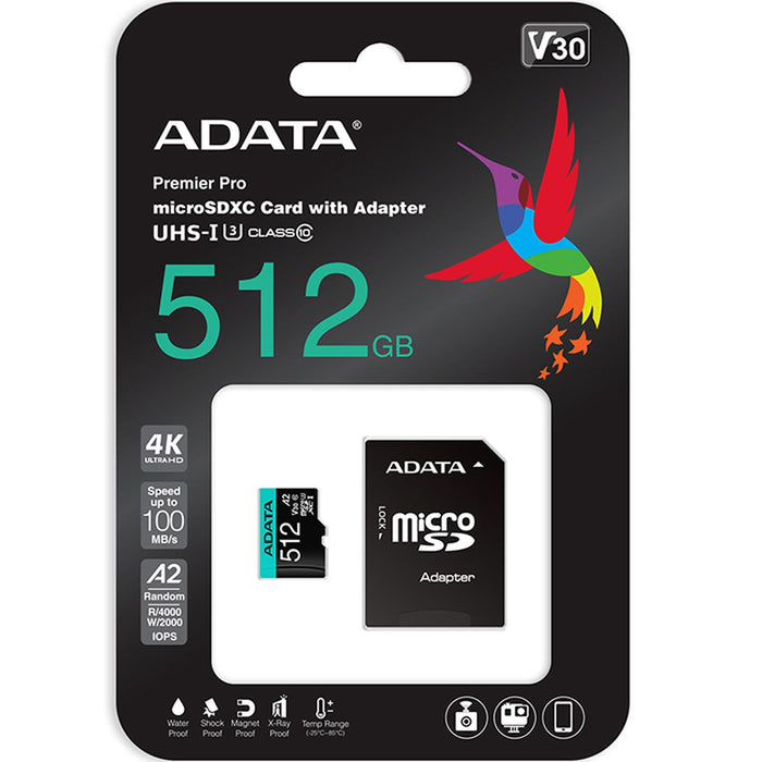 Memoria Micro SDXC 512GB ADATA Premier PRO Juegos A2 Video 4K V30