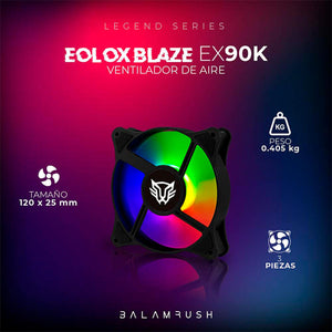 Kit 3 Ventiladores Gamer BALAM RUSH EOLOX BLAZE EX90K 120mm RGB 1200RPM Negro BR-937948