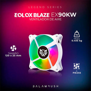 Kit 3 Ventiladores Gamer BALAM RUSH EOLOX BLAZE EX90KW 120mm RGB 1200RPM Blanco BR-937955