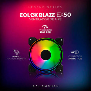 Ventilador Gamer BALAM RUSH EOLOX BLAZE EX50 120mm RGB 1500RPM Negro BR-938068