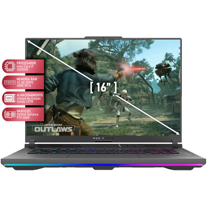 Laptop Gamer ASUS ROG Strix G16 NVIDIA GeForce RTX 4060 8GB Intel Core I7 13650HX 32GB RAM 1.5TB SSD 16" Windows 11 Home Teclado en Español + Mouse DXT Gaming