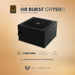 Fuente de Poder PC 750W Gamer BALAM RUSH GR BURST GR750B 80 Plus Bronze No Modular Negro BR-937672