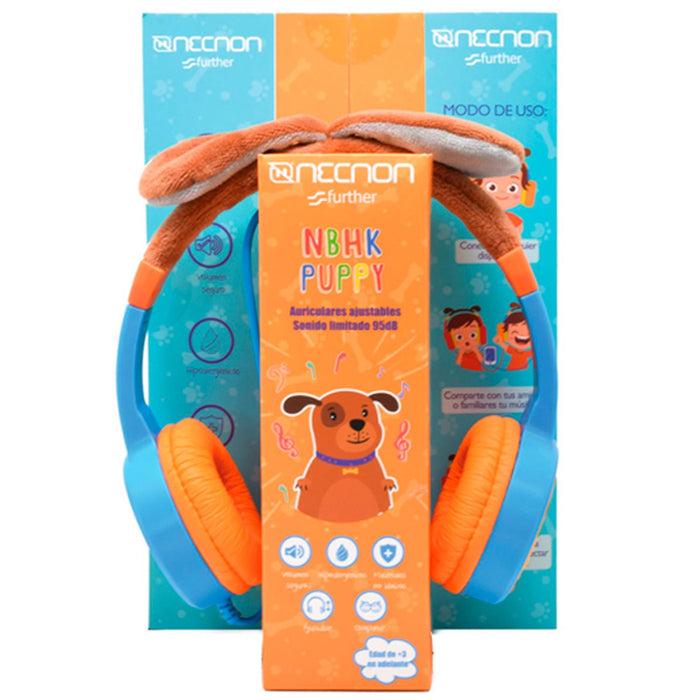 Audifonos Kids NECNON Hipoalergenico Jack 3.5 x 2 Ajustable NBHK-PUPPY