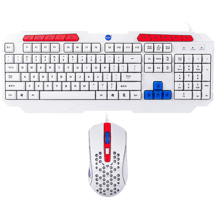 Kit Teclado y Mouse Gamer TECHZONE Alambrico 3600dpi 4 Botones RGB Blanco NS_GC02