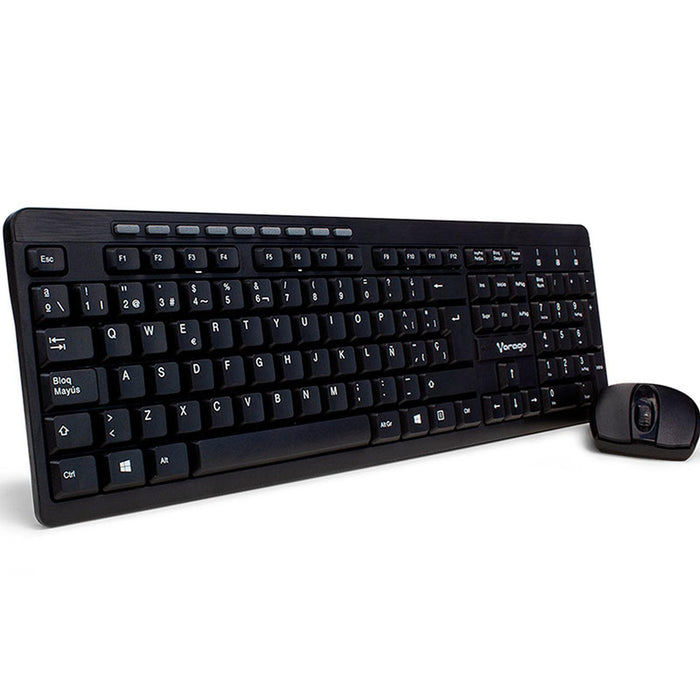 Kit Teclado y Mouse Inalambrico VORAGO KM-304 Multimedia USB Negro