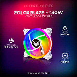 Ventilador Gamer BALAM RUSH EOLOX BLAZE EX30W 120mm LED 1200RPM Blanco BR-938099