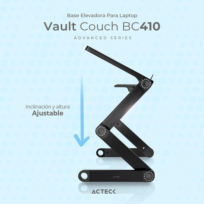 Base Elevadora ACTECK VAULT COUCH BC410 Para Laptop 18" Ajustable Multinivel Negro AC-934558