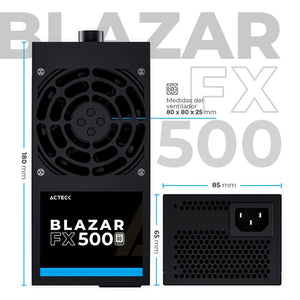 Fuente de Poder PC 500W ACTECK BLAZAR FX500 TFX Negro ES-05002T