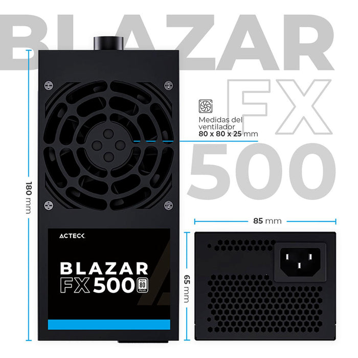 Fuente de Poder PC 500W ACTECK BLAZAR FX500 TFX Negro ES-05002T