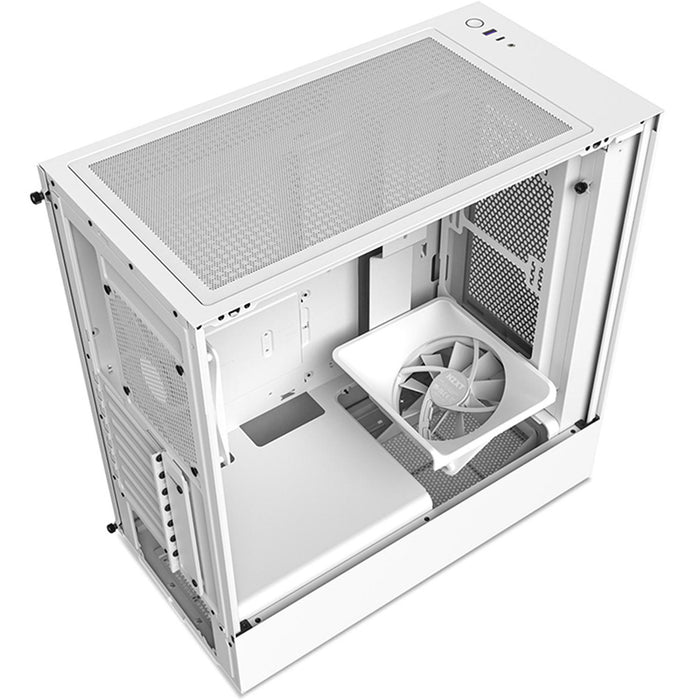 Gabinete Gamer NZXT H5 FLOW ATX Media Torre 2 Fan Cristal Templado USB-C Blanco CC-H51FW-01