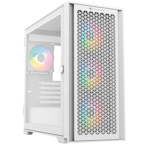 Gabinete Gamer BALAM RUSH CARBONO TWIN MATE 6000 M-ATX Mini Torre 4 Fan ARGB Cristal Templado Frente Intercambiable USB-C Blanco BR-938822