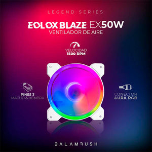 Ventilador Gamer BALAM RUSH EOLOX BLAZE EX50W 120mm RGB 1500RPM Blanco BR-938075