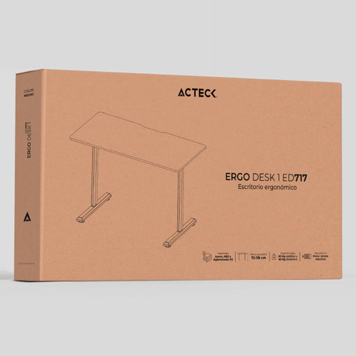 Escritorio Electrico ACTECK ERGO DESK 1 ED717 Altura ajustable Negro 60kg AC-937290