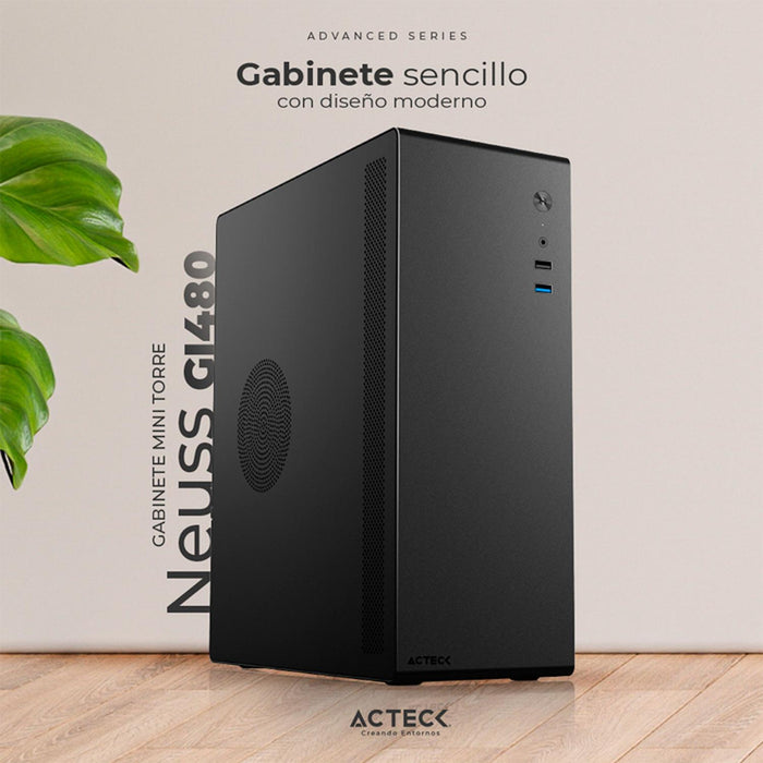 Gabinete ACTECK NEUSS GI480 Micro ATX Mini Torre Fuente 450W Metal Negro AC-935142