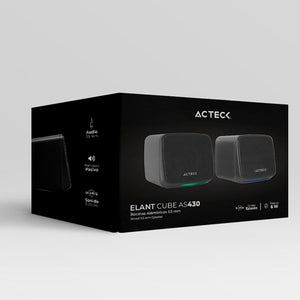 Bocinas ACTECK ELANT CUBE AS430 Alambrica USB 3.5mm Sonido Estereo 2.0 Negro AC-935265
