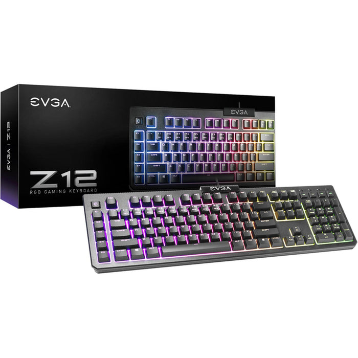 Teclado Gamer EVGA Z12 Membrana RGB USB Resistencia IP32 Ingles