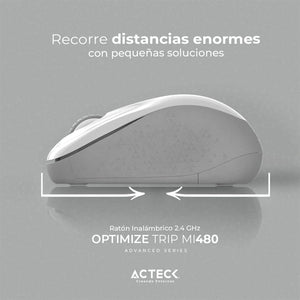 Mouse ACTECK OPTIMIZE TRIP MI480 1600dpi 2 botones Inalambrico USB 2.4 Ghz Blanco AC-934886