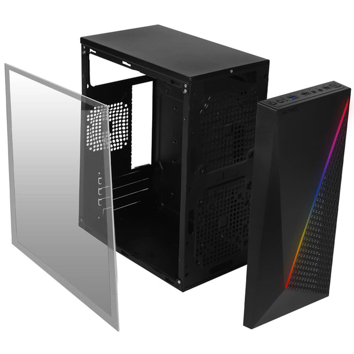 Gabinete ACTECK KIOTO GC460 Micro ATX Mini Torre Fuente 500W Acrilico RGB Negro AC-933070