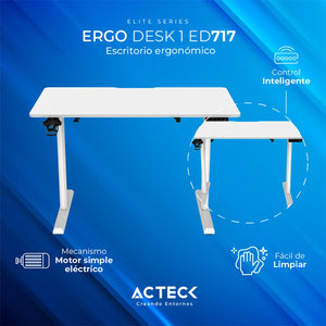 Escritorio Electrico ACTECK ERGO DESK 1 ED717 Altura ajustable Blanco 60kg AC-937306