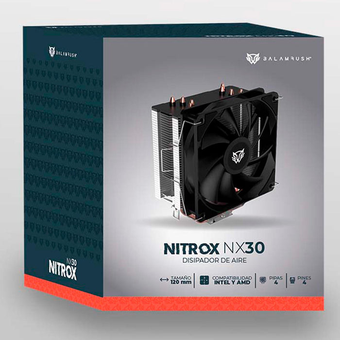 Disipador CPU Gamer BALAM RUSH NITROX NX30 120mm LGA 1700 AM5 1400 rpm 4-pin Negro BR-937900