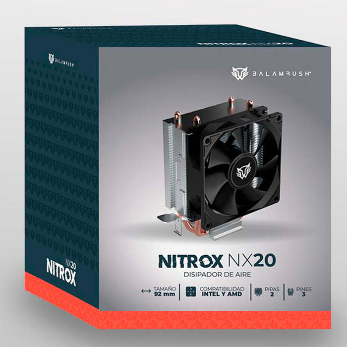 Disipador CPU Gamer BALAM RUSH NITROX NX20 92mm LGA 1700 AM5 1800 rpm 3-pin Negro BR-937894