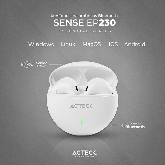 Audifonos ACTECK SENSE EP230 Inalambricos Blanco AC-935111