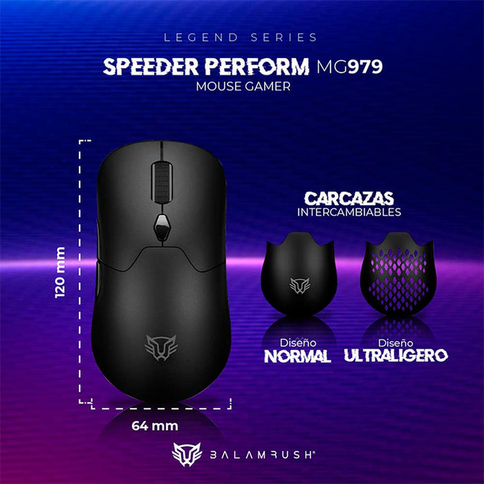 Mouse Gamer BALAM RUSH SPEEDER PERFORM MG979 10000dpi Inalambrico Negro BR-936842