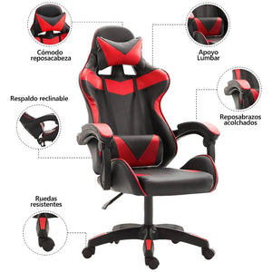 Silla Gamer TITANO Ergonómica Reclinable 120kg Negro/Rojo OPEN BOX