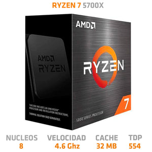 Procesador AMD RYZEN 7 5700X 4.6 GHz 8 Core AM4 100-100000926WOF
