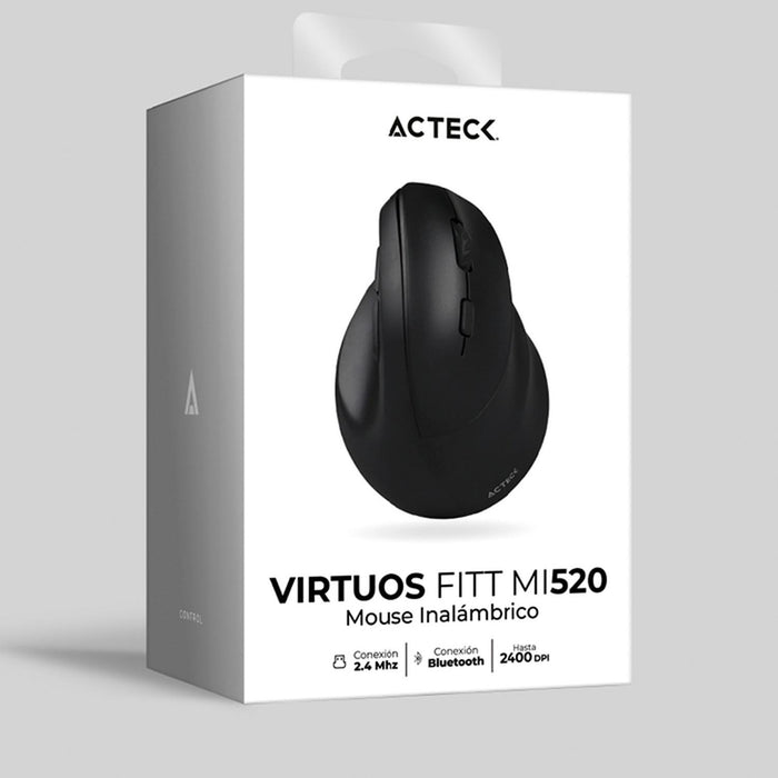 Mouse Ergonomico ACTECK VIRTUOS FITT MI520 2400dpi 6 Botones Inalambrico Negro AC-936224