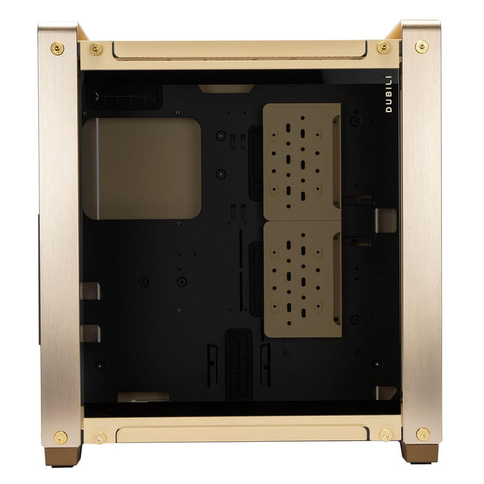 Gabinete Gamer IN WIN DUBILI GOLD E-ATX Full Torre 4 Fan Cristal Templado USB-C Dorado IW-CS-DUBILIMOD-GLD