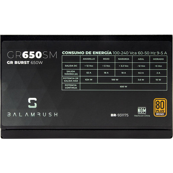 Fuente De Poder PC 650W BALAM RUSH 80 Plus Bronze Semi Modular BR-931175