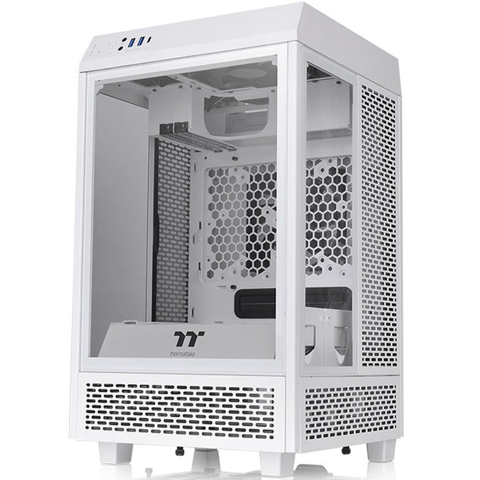 Gabinete Gamer THERMALTAKE The Tower 100 Mini ITX Mini Torre 2 Fan Cristal Templado USB-C Blanco