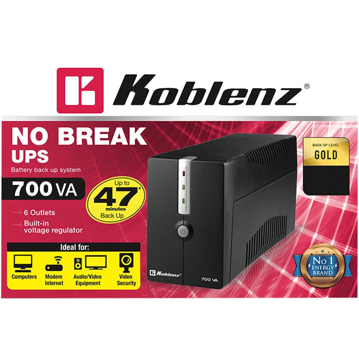 No Break KOBLENZ 7016 USB/R 700VA 360W 6 Contactos 25 Minutos 00-4206-9