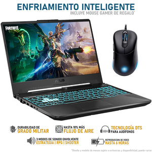 Laptop Gamer ASUS TUF Gaming A15 NVIDIA GeForce RTX 2050 AMD Ryzen 5 7535HS 24GB RAM 1TB SSD 15.6" Windows 11 Home + Mouse DXT Gaming Teclado en Español