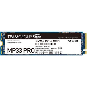 Unidad de Estado Solido SSD M.2 512GB TEAMGROUP MP33 PRO NVMe PCIe 3.0 2100/1700 MB/s TM8FPD512G0C101