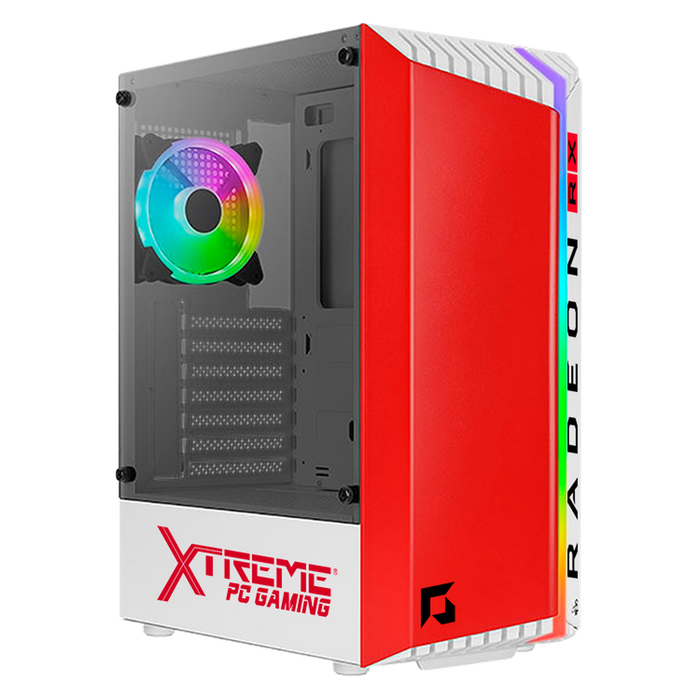 Gabinete Gamer XTREME PC GAMING AMD Red Team Edition Media Torre ATX 1 Fan Cristal Templado RGB Rojo