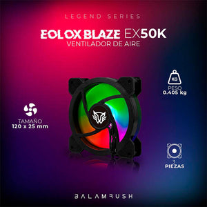 Kit 3 Ventiladores Gamer BALAM RUSH EOLOX BLAZE EX50K 120mm RGB 1200RPM Negro BR-937986